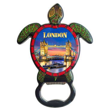 Myros - London Themed Turtle Shaped Metal Magnetic Bottle Opener 103x75 mm