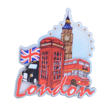 London Themed Wooden Customised 2D Souvenir Fridge Magnet - Thumbnail