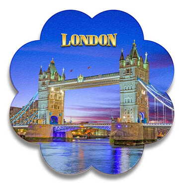 Myros - London Themed Wooden Customised Daisy Travel Coaster 100 mm