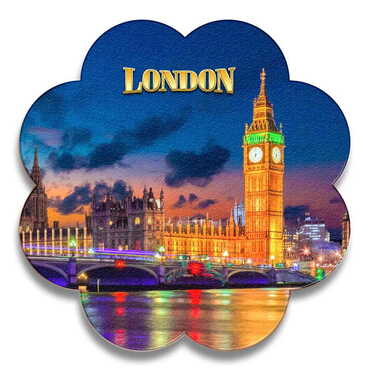 London Themed Wooden Customised Daisy Travel Coaster 100 mm - Thumbnail