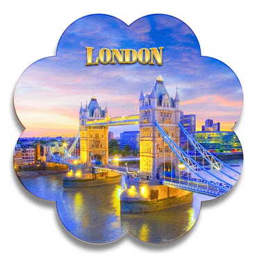 London Themed Wooden Customised Daisy Travel Coaster 100 mm - Thumbnail