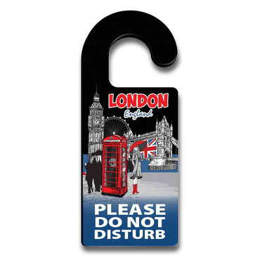 London Themed Wooden Customised Door Hanger 236x94 mm - Thumbnail