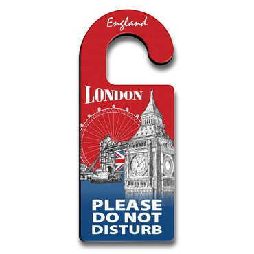 London Themed Wooden Customised Door Hanger 236x94 mm - Thumbnail