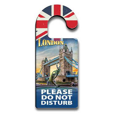 London Themed Wooden Customised Door Hanger 236x94 mm - Thumbnail