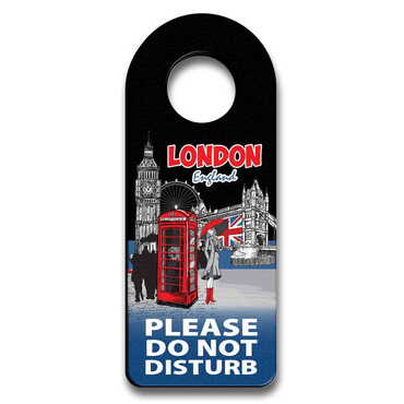 London Themed Wooden Customised Oval Door Sign Board 236x94 mm - Thumbnail