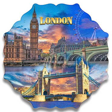 Myros - London Themed Wooden Customised Starry Travel Coaster 100 mm