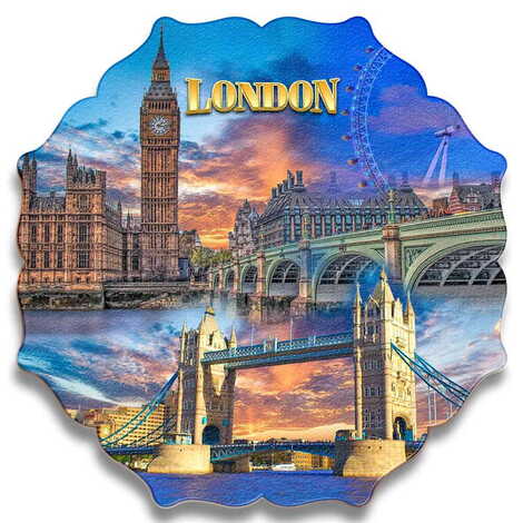 London Themed Wooden Customised Starry Travel Coaster 100 mm - 1