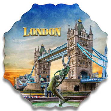 London Themed Wooden Customised Starry Travel Coaster 100 mm - Thumbnail