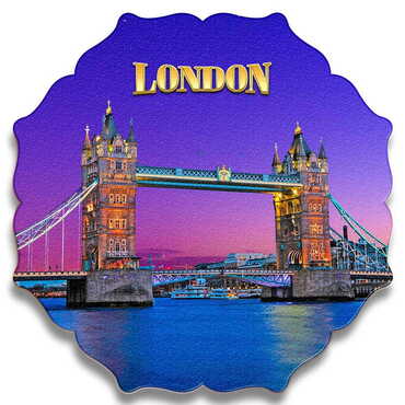 London Themed Wooden Customised Starry Travel Coaster 100 mm - Thumbnail