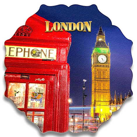 London Themed Wooden Customised Starry Travel Coaster 100 mm - 4