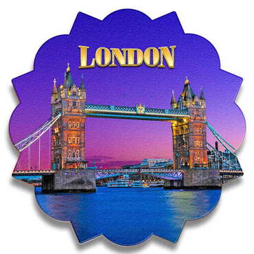 London Themed Wooden Customised Sun Travel Coaster 100 mm - Thumbnail