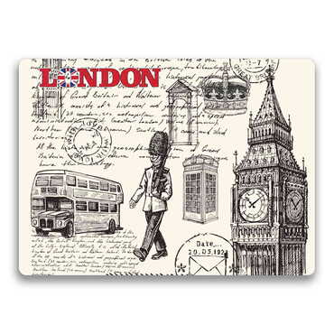 London Themed Wooden Uv Printed Souvenir Fridge Magnet 93x68 mm - Thumbnail