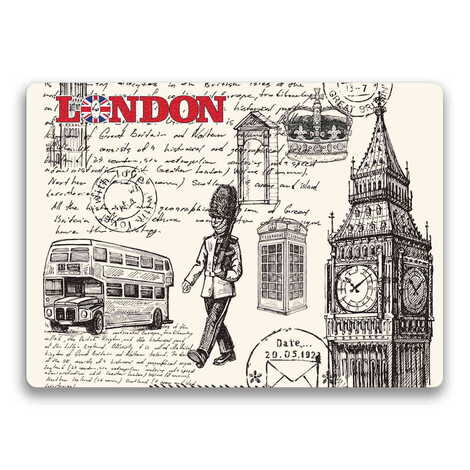 London Themed Wooden Uv Printed Souvenir Fridge Magnet 93x68 mm