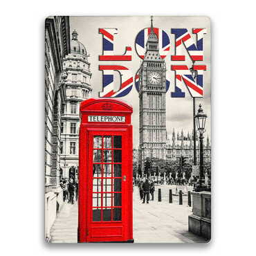 London Themed Wooden Uv Printed Souvenir Fridge Magnet 93x68 mm - Thumbnail