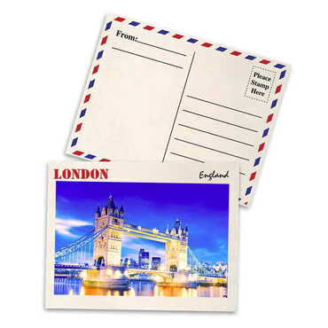 London Themed Wooden UV Printed Travel Postcard 116x150 mm - Thumbnail