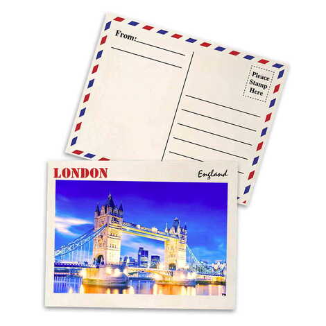 London Themed Wooden UV Printed Travel Postcard 116x150 mm