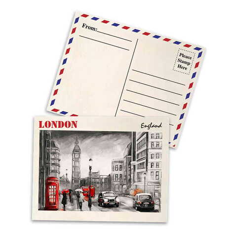 London Themed Wooden UV Printed Travel Postcard 116x150 mm