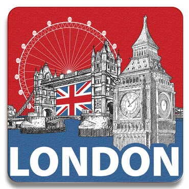 London Themed Wooden Custom Printed Souvenir Coaster 100 mm - Standart - 4