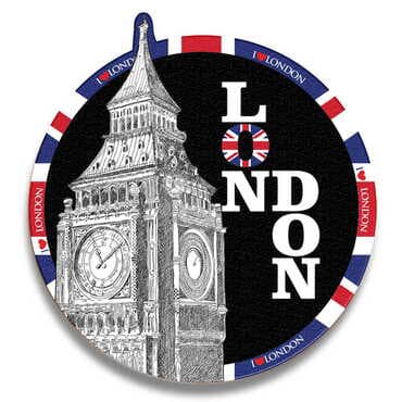London Themed Wooden Uv Printed Drink Coaster 97x97 mm