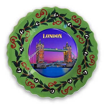 London Themed Turkish Ceramic Plate With Epoxy 25 Cm