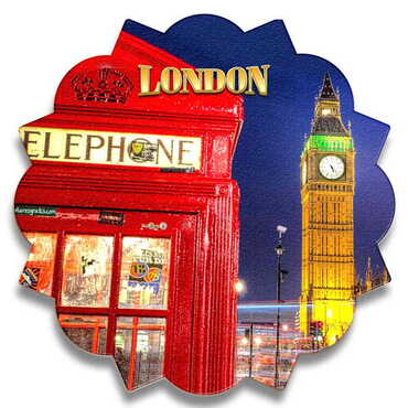 London Themed Wooden Customised Sun Travel Coaster 100 mm - Standart - 2