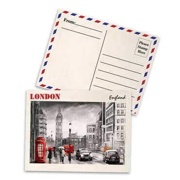 London Themed Wooden UV Printed Travel Postcard 116x150 mm - Standart - 5