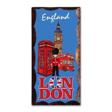 London Themed Panaromic Printed Wooden Desktop Decor 53x117 mm - Standart - 3