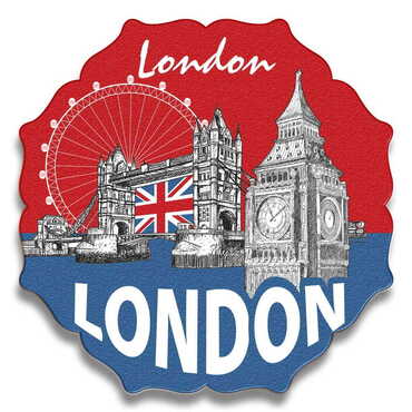 London Themed Wooden Customised Starry Travel Coaster 100 mm - Standart - 5