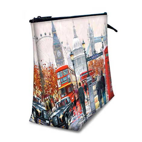 Toptan Londra Temalı Myros Büyük Körüklü Makyaj Çantası 160x270x80 mm - 2
