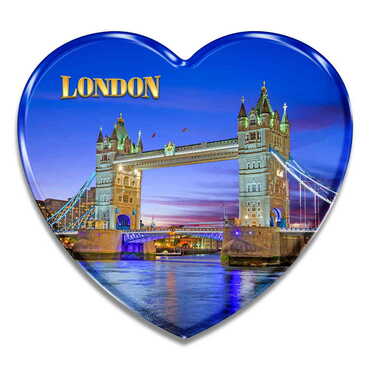 Toptan Londra Temalı Myros Kalp Magnet 65x60 mm - Thumbnail