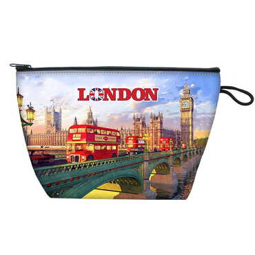 Toptan Londra Temalı Myros Küçük Körüklü Makyaj Çantası 145x220x70 mm - Thumbnail