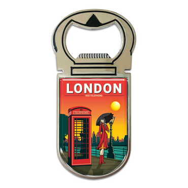 Toptan Londra Temalı Myros Metal Açacak Magnet 40x90 mm - Thumbnail