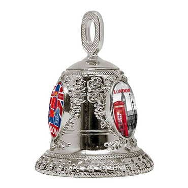 London Themed Collectible Souvenir Metal Bell - Golden Color 45x60 mm