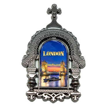 London Themed Metal Orthodox Magnet 45x75 mm - 3