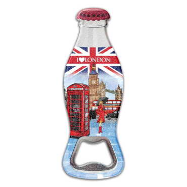 Toptan Londra Temalı Myros Şişe Açacak Magnet 42x120 mm - Myros