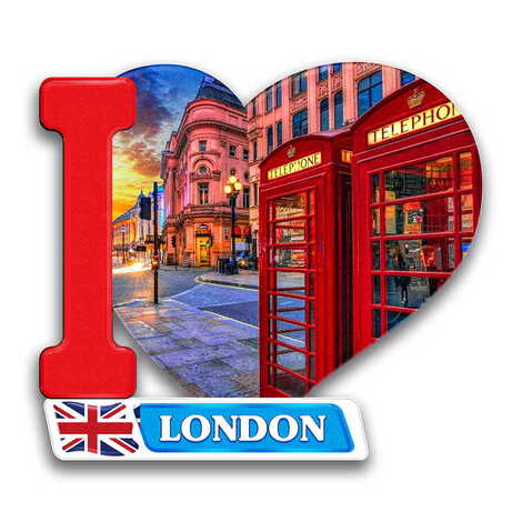 Toptan Londra Temalı Uv Baskılı Kalp Şekilli Magnet 86x62 mm - 1