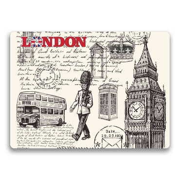 London Themed Wooden Uv Printed Souvenir Fridge Magnet 93x68 mm - Standart - 3