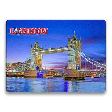 London Themed Wooden Uv Printed Souvenir Fridge Magnet 93x68 mm - Standart - 6