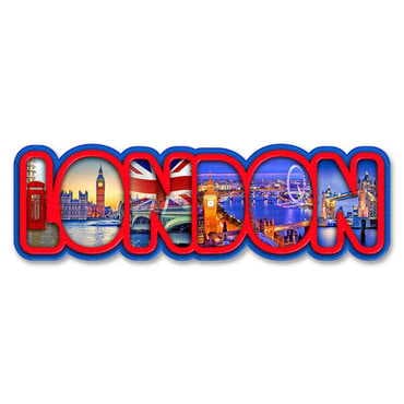 London Themed Wooden UV Printed City Name Letter Fridge Magnet