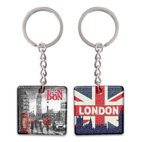 Toptan Londra Temalı Uv Baskılı Yuvarlak Anahtarlık 38x100 mm - 1