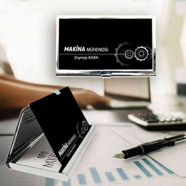 Mechanical Engineer Themed Customised Metal Card Holder 94x60x8 mm