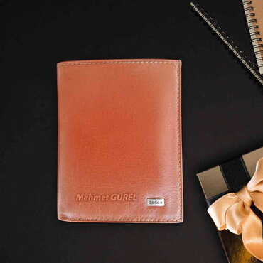 Man Themed Name Personalised Brown Leather Wallet - Thumbnail