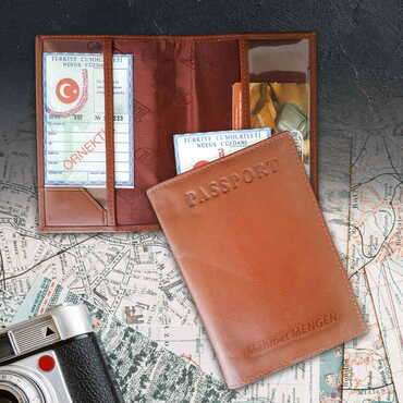 Myros - Man Themed Name Personalised Leather Passport Case