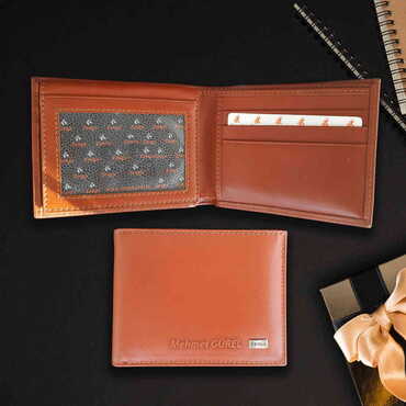 Myros - Man Themed Name Personalised Tabac Leather Wallet