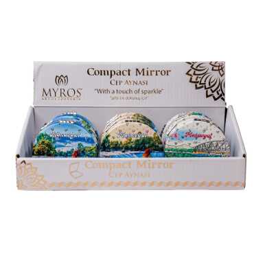 Toptan Manavgat Temalı Myros Yuvarlak Pu Ayna - Myros
