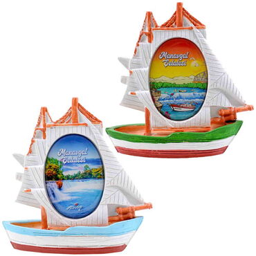 Toptan Manavgat Temalı Polyester Yelkenli Myros Gemi Biblo - 3