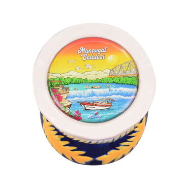 Manavgat Themed Ceramic Hat Shaped Ceramic Magnet - Thumbnail