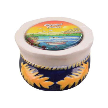 Manavgat Themed Ceramic Hat Shaped Ceramic Magnet - Thumbnail