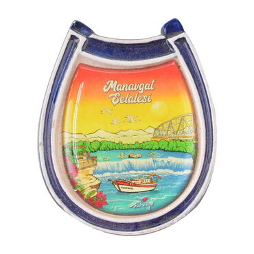 Myros - Manavgat Themed Ceramic Horsehoe Shaped Fridge Magnet