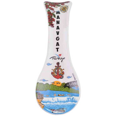 Manavgat Themed Ceramic Serigraphy Printed Spoon Rests - Thumbnail